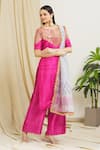 Buy_Surendri_Pink Raw Silk Embellished Sequins V Neck Kurta Palazzo Set _at_Aza_Fashions