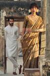 Buy_Taisha_Green Silk V-neck Pure Katan Blouse _at_Aza_Fashions