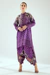 Buy_Rajdeep Ranawat_Purple Satin Printed Floral Sonth Dhoti Pant _at_Aza_Fashions