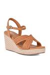 Buy_Vanilla Moon_Brown Nina Leather Braided Strap Wedges_at_Aza_Fashions