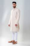 Buy_Amrit Dawani_Pink Raw Silk Embellished Geometric Sherwani Set _at_Aza_Fashions