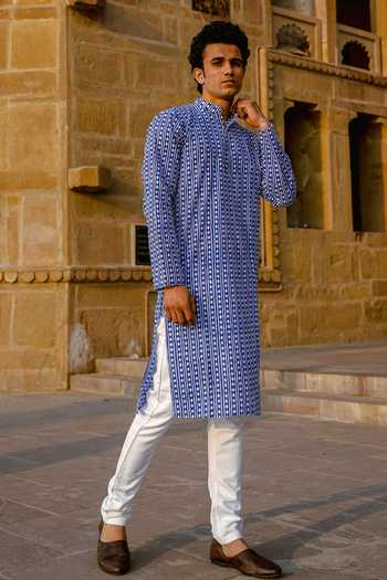 BLACK PAISLEY BLOCK PRINT MEN’S KURTA