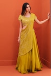 Buy_Kesar Studio_Green Silk Embroidery Sequins Round Lehenga Blouse Set_at_Aza_Fashions