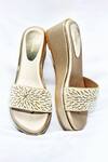 Buy_Foot Fuel_Gold Beads Avery Embellished Wedges _at_Aza_Fashions