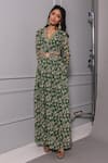 Buy Ria Shah Label Green Polyester Embroidery V-neck Floral Print Cut-out Anarkali Dress at Aza Fashions Buy_Ria Shah Label_Green Polyester Embroidery V-neck Floral Print Cut-out Anarkali Dress _at_Aza_Fashions