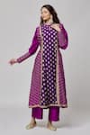 Buy_Surbhi Shah_Purple Pure Spun Silk Embroidery Floral Full Sleeve Kurta And Pant Set  _at_Aza_Fashions