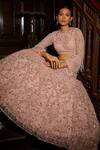 Buy_Nadine Dhody_Pink Tulle Hand Embroidery Belle Flower Vine Lehenga With Blouse  _at_Aza_Fashions