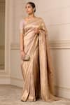 Buy_Tarun Tahiliani_Pink Brocade Embroidered Handwoven Floral Saree With Unstitched Blouse Fabric _at_Aza_Fashions