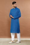 Buy_Aham-Vayam_Blue Cotton Embroidery, Sequins Floral Mirror Work Kurta Set _at_Aza_Fashions