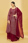 Buy_Samyukta Singhania_Pink Georgette; Lining: Butter Crepe Embroidery Anarkali Palazzo Set For Women_at_Aza_Fashions