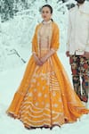 Buy_Sahil Kochhar_Yellow Organza Embroidered Floral Pattern Nagruk Bridal Lehenga Set  _at_Aza_Fashions