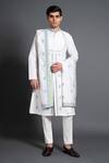 Buy_Raghavendra Rathore Jodhpur_White Silk Embroidered Floral Angrakha Kurta _at_Aza_Fashions