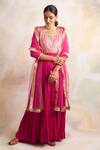 Buy_Palak & Mehak_Pink Cotton Emboridery Gota Round Embroidered Anarkali With Dupatta _at_Aza_Fashions