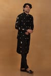 Buy_Masaba_Black Raw Silk Embroidered Aari Bundi _at_Aza_Fashions