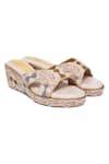 Buy Kkarma Accessories Multi Color Embroidery Dipali Criss Cross Platform Wedges at Aza Fashions Buy_Kkarma Accessories_Multi Color Embroidery Dipali Criss Cross Platform Wedges _at_Aza_Fashions
