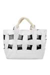 Shop_Trov_Silver Trellis Leather Handmade Tote Bag _at_Aza_Fashions