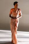 Buy_Mimamsaa_Peach Sara Brocade Silk Saree With Unstitched Blouse Piece_at_Aza_Fashions