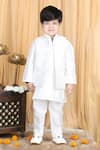Buy_The Little Celebs_White Silk, Satin Sequins, Embroidery Bundi And Kurta Set _at_Aza_Fashions