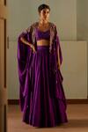 Buy_Mrunalini Rao_Purple Pure Silk Embroidered Resham And Zardozi Paisley Lehenga Set For Women_at_Aza_Fashions