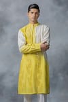 Buy_Sarab Khanijou_Yellow Cotton Silk Embroidery Mirror Kurta Set _at_Aza_Fashions