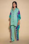 Buy_Ranng Label_Green Twill Tie And Dye Spread Collar Kaftan & Pant Set _at_Aza_Fashions