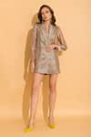 Buy_TORQADORN_Silver Organza Notched Lapel Blazer Dress  _at_Aza_Fashions