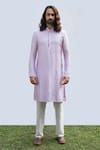 Buy_KAKA CALCUTTA_Ivory Kurta- Bamberg Silk Embellishment Mirror Work Set _at_Aza_Fashions