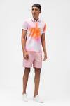Buy_Genes Lecoanet Hemant_White Cotton Pique Floral Ombre Pattern Polo T-shirt _at_Aza_Fashions