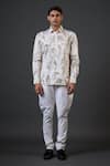 Buy_Balance by Rohit Bal_Ivory Poplin Satin Printed Floral And Bird Fitted Shirt _at_Aza_Fashions