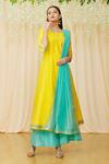 Buy Nazaakat By Samara Singh Yellow Chanderi Round Kurta Palazzo Set at Aza Fashions Buy_Nazaakat By Samara Singh_Yellow Chanderi Round Kurta Palazzo Set _at_Aza_Fashions