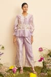 Buy_Chandrima_Purple Chanderi Embroidery Flower Butterfly Pant _at_Aza_Fashions