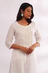 Shop_TIC_White Cotton Cambric Embroidery Round Chikankari Kurta _Online_at_Aza_Fashions