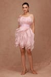 Buy_SHRIYA SOM_Pink Silk Organza Embroidery Floral Scoop Neck Ruffled Dress  _at_Aza_Fashions