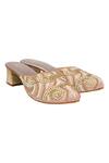 Buy_Kkarma Accessories_Pink Embroidery Chandramalika Mule Block Heels _at_Aza_Fashions