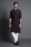 Buy Raghavendra Rathore Jodhpur Black Silk Embroidery Pintuck And Kantha Work Kurta at Aza Fashions Buy_Raghavendra Rathore Jodhpur_Black Silk Embroidery Pintuck And Kantha Work Kurta _at_Aza_Fashions