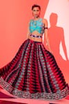 Buy_Esha L Amin_Multi Color Viscose Embroidery Round Neck Floral Blouse _at_Aza_Fashions