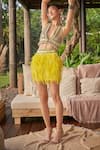 Buy_Surily G_Yellow Silk Hand Embroidered Shells Skirt  _at_Aza_Fashions