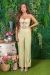 Buy_Ohaila Khan_Green Crepe Lace Sweetheart Neck Namita Embroidered Corset Jumpsuit _at_Aza_Fashions