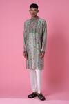 Buy_Siddhartha Bansal_Green Chanderi Printed Wild Flower Kurta Set  _at_Aza_Fashions