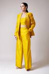 Buy_GG by Asha Gautam_Yellow Raw Silk Embroidered Floral Pattern Jacket Lapel With Pant Set  _at_Aza_Fashions