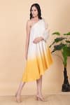 Buy Chambray & CO. Yellow Silk Crystals One Shoulder Ombre Flared Dress at Aza Fashions Buy_Chambray & CO._Yellow Silk Crystals One Shoulder Ombre Flared Dress _at_Aza_Fashions