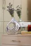 Buy_H2h_Silver Mirror, Paper Mache Asymmetrical Curved Vase_at_Aza_Fashions
