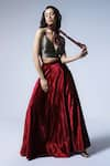 Buy_Shorshe Clothing_Red Velvet Solid Maxi Skirt _at_Aza_Fashions