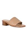 Buy_Vanilla Moon_Beige Sally Checkered Weave Pattern Heels_at_Aza_Fashions
