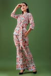 Buy_FUGA_Multi Color French Cotton Print Floral Vanilla Blush Flower Blazer And Pant Set _at_Aza_Fashions