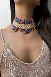 Buy_The Jewel Factor_Purple Crystal Embellished Choker _at_Aza_Fashions