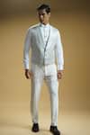 Kommal Sood_White Velvet Stripe Pearl Embroidered And Pattern Blazer Trouser Set _Online_at_Aza_Fashions