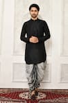 Buy_Arihant Rai Sinha_Black Dupion Silk Solid Short Kurta _at_Aza_Fashions