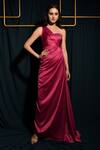 Buy_Labelamoda_Pink Armani Satin Embellished Cutdana One Shoulder Gown _at_Aza_Fashions