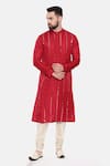Buy_Mayank Modi - Men_Red Silk Embroidery Mirror Kurta Set _at_Aza_Fashions